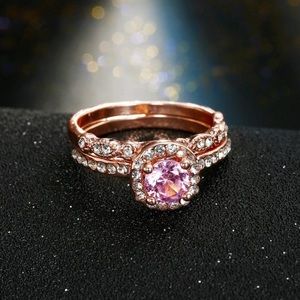 5⭐️ FAV BESTSELLER Rose Gold CZ Diamond Ring Set